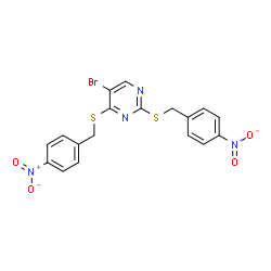 ChemSpider 2D Image | 5-Bromo-2,4-bis[(4-nitrobenzyl)sulfanyl]pyrimidine | C18H13BrN4O4S2