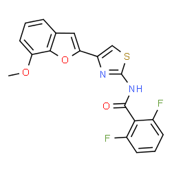 ChemSpider 2D Image | 2,6-Difluoro-N-[4-(7-methoxy-1-benzofuran-2-yl)-1,3-thiazol-2-yl]benzamide | C19H12F2N2O3S
