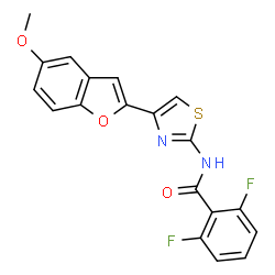ChemSpider 2D Image | 2,6-Difluoro-N-[4-(5-methoxy-1-benzofuran-2-yl)-1,3-thiazol-2-yl]benzamide | C19H12F2N2O3S