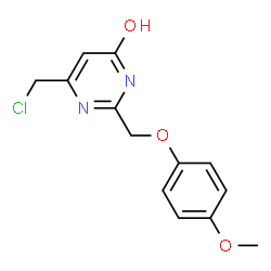 ChemSpider 2D Image | 6-(chloromethyl)-2-[(4-methoxyphenoxy)methyl]pyrimidin-4-ol | C13H13ClN2O3