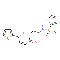 ChemSpider 2D Image | N-{2-[6-Oxo-3-(2-thienyl)-1(6H)-pyridazinyl]ethyl}-2-thiophenesulfonamide | C14H13N3O3S3