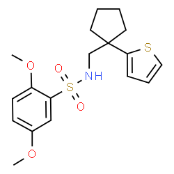 ChemSpider 2D Image | 2,5-Dimethoxy-N-{[1-(2-thienyl)cyclopentyl]methyl}benzenesulfonamide | C18H23NO4S2