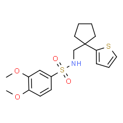 ChemSpider 2D Image | 3,4-Dimethoxy-N-{[1-(2-thienyl)cyclopentyl]methyl}benzenesulfonamide | C18H23NO4S2