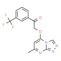 ChemSpider 2D Image | 2-[(7-Methyl[1,2,4]triazolo[4,3-a]pyrimidin-5-yl)oxy]-1-[3-(trifluoromethyl)phenyl]ethanone | C15H11F3N4O2