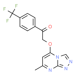 ChemSpider 2D Image | 2-[(7-Methyl[1,2,4]triazolo[4,3-a]pyrimidin-5-yl)oxy]-1-[4-(trifluoromethyl)phenyl]ethanone | C15H11F3N4O2