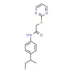 ChemSpider 2D Image | N-(4-sec-Butylphenyl)-2-(2-pyrimidinylsulfanyl)acetamide | C16H19N3OS