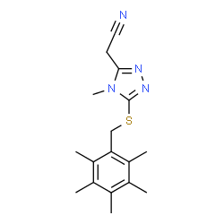 ChemSpider 2D Image | {4-Methyl-5-[(pentamethylbenzyl)sulfanyl]-4H-1,2,4-triazol-3-yl}acetonitrile | C17H22N4S