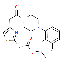 ChemSpider 2D Image | Ethyl (4-{2-[4-(2,3-dichlorophenyl)-1-piperazinyl]-2-oxoethyl}-1,3-thiazol-2-yl)carbamate | C18H20Cl2N4O3S