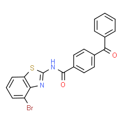 ChemSpider 2D Image | 4-Benzoyl-N-(4-bromo-1,3-benzothiazol-2-yl)benzamide | C21H13BrN2O2S