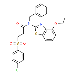 ChemSpider 2D Image | N-Benzyl-3-[(4-chlorophenyl)sulfonyl]-N-(4-ethoxy-1,3-benzothiazol-2-yl)propanamide | C25H23ClN2O4S2