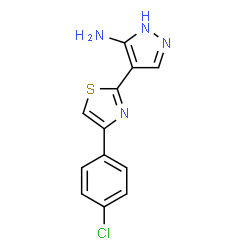 ChemSpider 2D Image | 4-[4-(4-Chlorophenyl)-1,3-thiazol-2-yl]-1H-pyrazol-5-amine | C12H9ClN4S