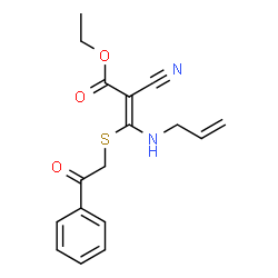 ChemSpider 2D Image | ethyl 3-(allylamino)-2-cyano-3-[(2-oxo-2-phenylethyl)thio]acrylate | C17H18N2O3S