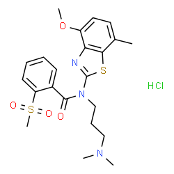 ChemSpider 2D Image | N-[3-(Dimethylamino)propyl]-N-(4-methoxy-7-methyl-1,3-benzothiazol-2-yl)-2-(methylsulfonyl)benzamide hydrochloride (1:1) | C22H28ClN3O4S2