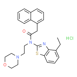 ChemSpider 2D Image | N-(4-Ethyl-1,3-benzothiazol-2-yl)-N-[2-(4-morpholinyl)ethyl]-2-(1-naphthyl)acetamide hydrochloride (1:1) | C27H30ClN3O2S
