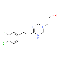ChemSpider 2D Image | 2-{4-[(3,4-Dichlorobenzyl)sulfanyl]-3,6-dihydro-1,3,5-triazin-1(2H)-yl}ethanol | C12H15Cl2N3OS