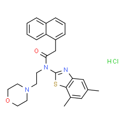 ChemSpider 2D Image | N-(5,7-Dimethyl-1,3-benzothiazol-2-yl)-N-[2-(4-morpholinyl)ethyl]-2-(1-naphthyl)acetamide hydrochloride (1:1) | C27H30ClN3O2S