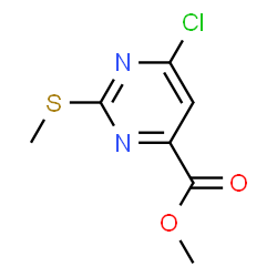 ChemSpider 2D Image | Methyl 6-chloro-2-(methylthio)-4-pyrimidinecarboxylate | C7H7ClN2O2S