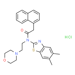 ChemSpider 2D Image | N-(5,6-Dimethyl-1,3-benzothiazol-2-yl)-N-[2-(4-morpholinyl)ethyl]-2-(1-naphthyl)acetamide hydrochloride (1:1) | C27H30ClN3O2S