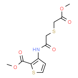 ChemSpider 2D Image | methyl 3-({2-[(2-methoxy-2-oxoethyl)thio]acetyl}amino)thiophene-2-carboxylate | C11H13NO5S2