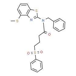 ChemSpider 2D Image | N-Benzyl-N-[4-(methylsulfanyl)-1,3-benzothiazol-2-yl]-4-(phenylsulfonyl)butanamide | C25H24N2O3S3