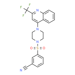 ChemSpider 2D Image | 3-({4-[2-(trifluoromethyl)quinolin-4-yl]piperazino}sulfonyl)benzonitrile | C21H17F3N4O2S