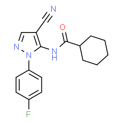 ChemSpider 2D Image | N-[4-Cyano-1-(4-fluorophenyl)-1H-pyrazol-5-yl]cyclohexanecarboxamide | C17H17FN4O