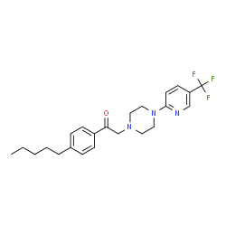 ChemSpider 2D Image | 1-(4-pentylphenyl)-2-{4-[5-(trifluoromethyl)pyridin-2-yl]piperazino}ethan-1-one | C23H28F3N3O