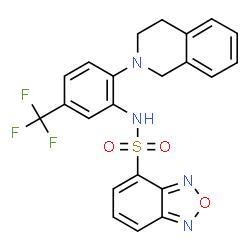 ChemSpider 2D Image | N-[2-(3,4-Dihydro-2(1H)-isoquinolinyl)-5-(trifluoromethyl)phenyl]-2,1,3-benzoxadiazole-4-sulfonamide | C22H17F3N4O3S
