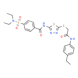 ChemSpider 2D Image | 4-(Diethylsulfamoyl)-N-[5-({2-[(4-ethylphenyl)amino]-2-oxoethyl}sulfanyl)-1,3,4-thiadiazol-2-yl]benzamide | C23H27N5O4S3