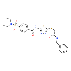 ChemSpider 2D Image | N-(5-{[2-(Benzylamino)-2-oxoethyl]sulfanyl}-1,3,4-thiadiazol-2-yl)-4-(diethylsulfamoyl)benzamide | C22H25N5O4S3