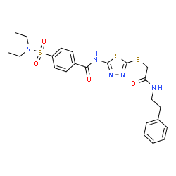 ChemSpider 2D Image | 4-(Diethylsulfamoyl)-N-[5-({2-oxo-2-[(2-phenylethyl)amino]ethyl}sulfanyl)-1,3,4-thiadiazol-2-yl]benzamide | C23H27N5O4S3