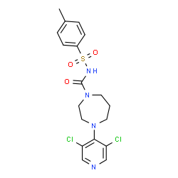 ChemSpider 2D Image | 4-(3,5-Dichloro-4-pyridinyl)-N-[(4-methylphenyl)sulfonyl]-1,4-diazepane-1-carboxamide | C18H20Cl2N4O3S