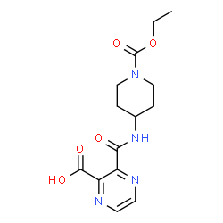 ChemSpider 2D Image | 3-{[1-(Ethoxycarbonyl)-4-piperidinyl]carbamoyl}-2-pyrazinecarboxylic acid | C14H18N4O5