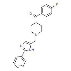 ChemSpider 2D Image | (4-fluorophenyl){1-[(2-phenyl-1H-imidazol-4-yl)methyl]-4-piperidinyl}methanone | C22H22FN3O