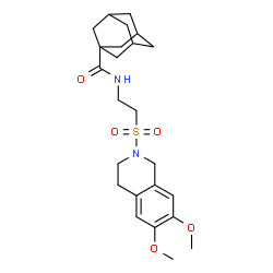 ChemSpider 2D Image | N-{2-[(6,7-Dimethoxy-3,4-dihydro-2(1H)-isoquinolinyl)sulfonyl]ethyl}-1-adamantanecarboxamide | C24H34N2O5S