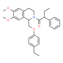 ChemSpider 2D Image | 1-{1-[(4-Ethylphenoxy)methyl]-6,7-dimethoxy-3,4-dihydro-2(1H)-isoquinolinyl}-2-phenyl-1-butanone | C30H35NO4