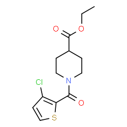 ChemSpider 2D Image | Ethyl 1-[(3-chloro-2-thienyl)carbonyl]-4-piperidinecarboxylate | C13H16ClNO3S