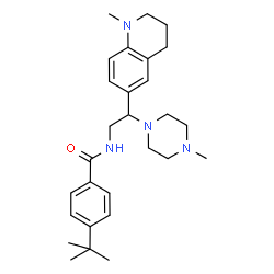 ChemSpider 2D Image | N-[2-(4-Methyl-1-piperazinyl)-2-(1-methyl-1,2,3,4-tetrahydro-6-quinolinyl)ethyl]-4-(2-methyl-2-propanyl)benzamide | C28H40N4O