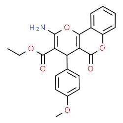 ChemSpider 2D Image | Ethyl 2-amino-4-(4-methoxyphenyl)-5-oxo-4H,5H-pyrano[3,2-c]chromene-3-carboxylate | C22H19NO6