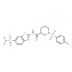 ChemSpider 2D Image | N-[6-(Dimethylsulfamoyl)-1,3-benzothiazol-2-yl]-1-[(4-methylphenyl)sulfonyl]-3-piperidinecarboxamide | C22H26N4O5S3