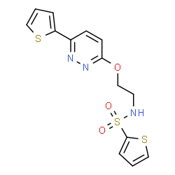 ChemSpider 2D Image | N-(2-{[6-(2-Thienyl)-3-pyridazinyl]oxy}ethyl)-2-thiophenesulfonamide | C14H13N3O3S3