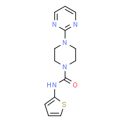 ChemSpider 2D Image | 4-(2-Pyrimidinyl)-N-(2-thienyl)-1-piperazinecarboxamide | C13H15N5OS