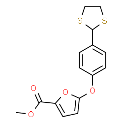 ChemSpider 2D Image | Methyl 5-[4-(1,3-dithiolan-2-yl)phenoxy]-2-furoate | C15H14O4S2