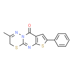 ChemSpider 2D Image | 2-Methyl-7-phenyl-3H,9H-thieno[2',3':4,5]pyrimido[2,1-b][1,3,4]thiadiazin-9-one | C15H11N3OS2