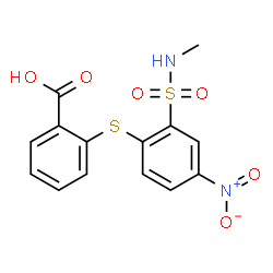ChemSpider 2D Image | 2-{[2-(Methylsulfamoyl)-4-nitrophenyl]sulfanyl}benzoic acid | C14H12N2O6S2