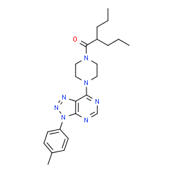 ChemSpider 2D Image | 1-{4-[3-(4-Methylphenyl)-3H-[1,2,3]triazolo[4,5-d]pyrimidin-7-yl]-1-piperazinyl}-2-propyl-1-pentanone | C23H31N7O