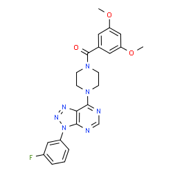 ChemSpider 2D Image | (3,5-Dimethoxyphenyl){4-[3-(3-fluorophenyl)-3H-[1,2,3]triazolo[4,5-d]pyrimidin-7-yl]-1-piperazinyl}methanone | C23H22FN7O3