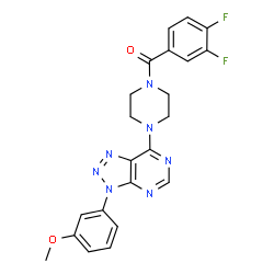 ChemSpider 2D Image | (3,4-Difluorophenyl){4-[3-(3-methoxyphenyl)-3H-[1,2,3]triazolo[4,5-d]pyrimidin-7-yl]-1-piperazinyl}methanone | C22H19F2N7O2