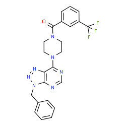 ChemSpider 2D Image | [4-(3-Benzyl-3H-[1,2,3]triazolo[4,5-d]pyrimidin-7-yl)-1-piperazinyl][3-(trifluoromethyl)phenyl]methanone | C23H20F3N7O