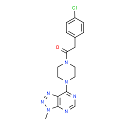 ChemSpider 2D Image | 2-(4-Chlorophenyl)-1-[4-(3-methyl-3H-[1,2,3]triazolo[4,5-d]pyrimidin-7-yl)-1-piperazinyl]ethanone | C17H18ClN7O